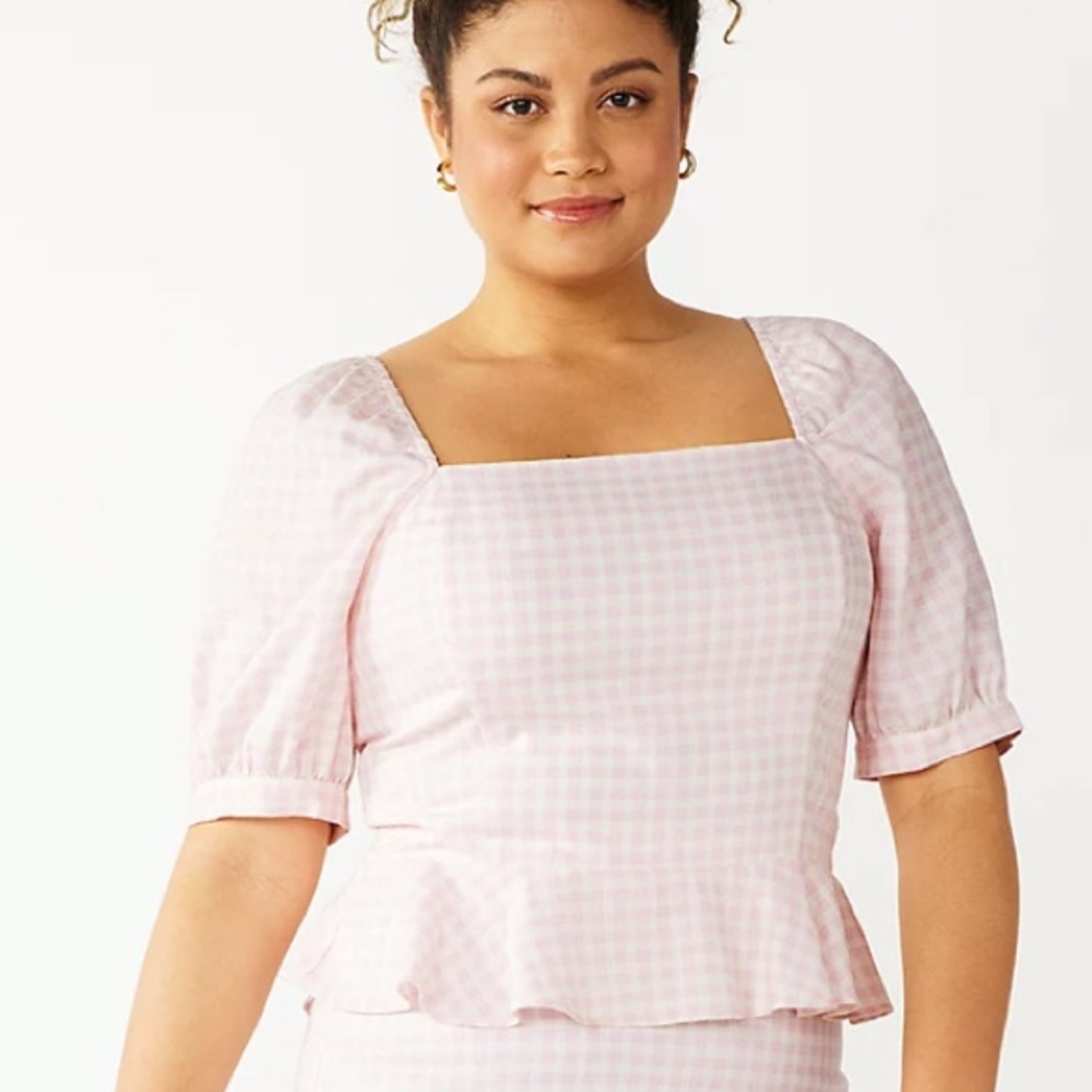 DRAPER JAMES RSVP Puff Sleeve Squareneck PeplumTop